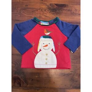 Baby Boden Long Sleeve Fuzzy Snowman Long Sleeve Tee 6-9 Months NWT